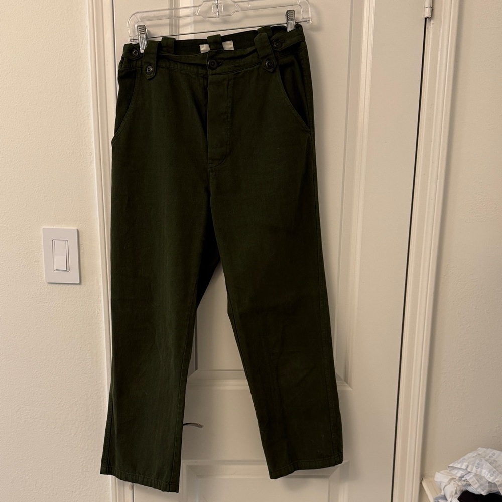 THE GREAT. Women's Dark Green Cropped Pants